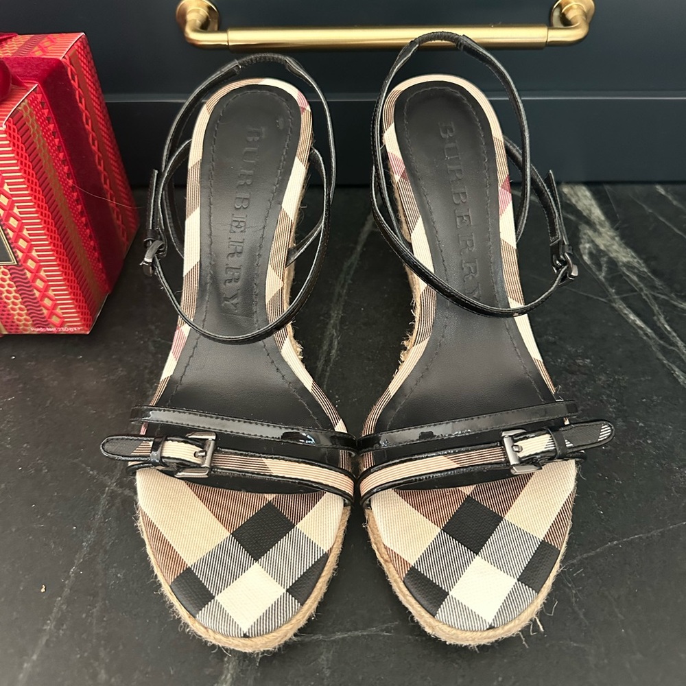 Burberry Espadrille Wedge Sandals